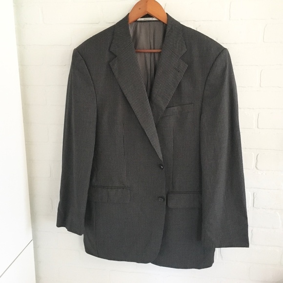 Ermenegildo Zegna x Bäumler Blazer Pinstripe Charcoal gray Silk Wool Sz 54/XL - Picture 1 of 15